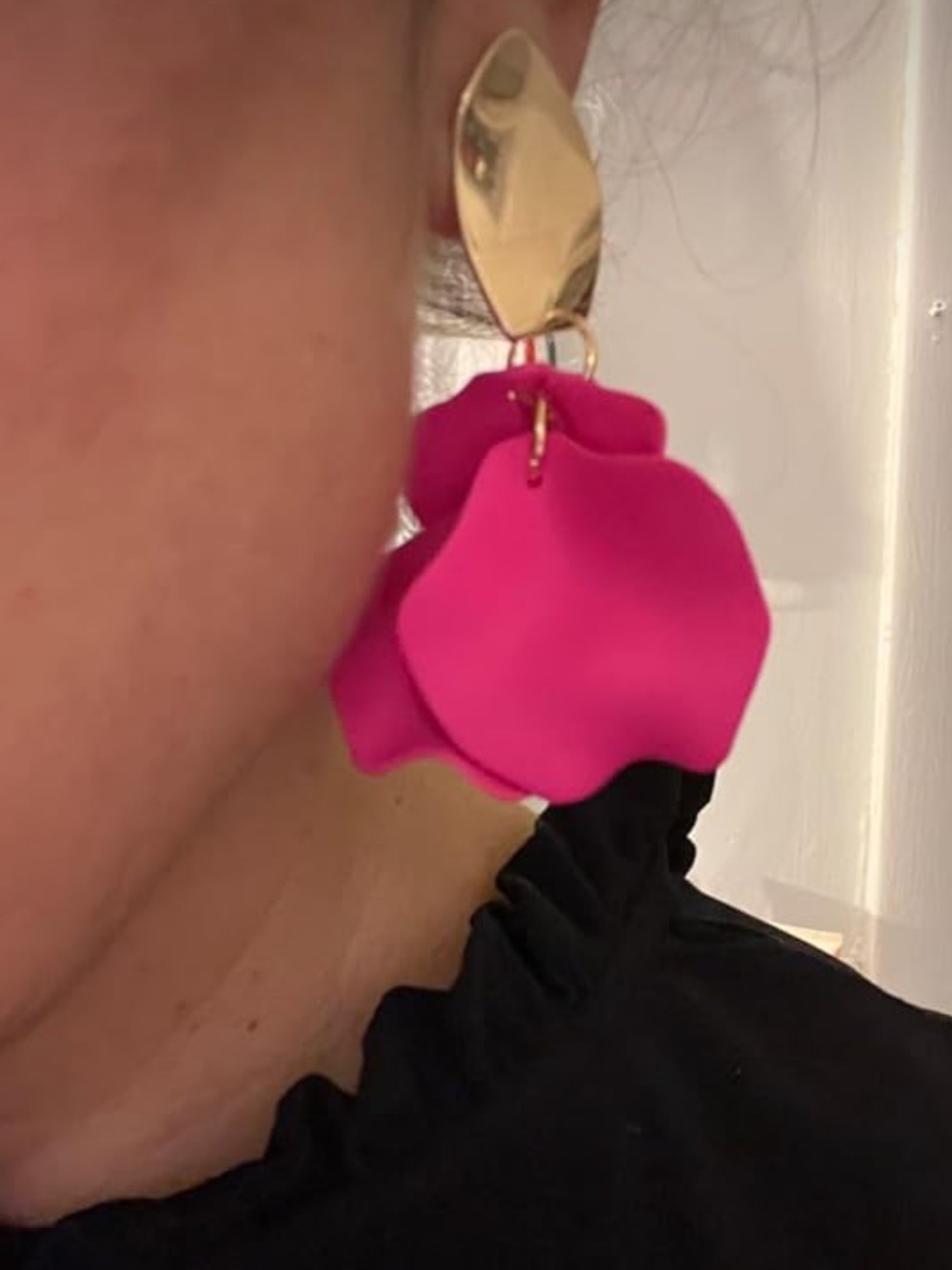 Bold Pink Petal Drop Earrings